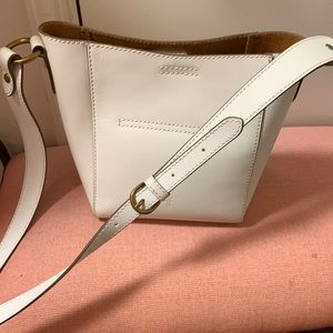White Frye crossbody bucket bag